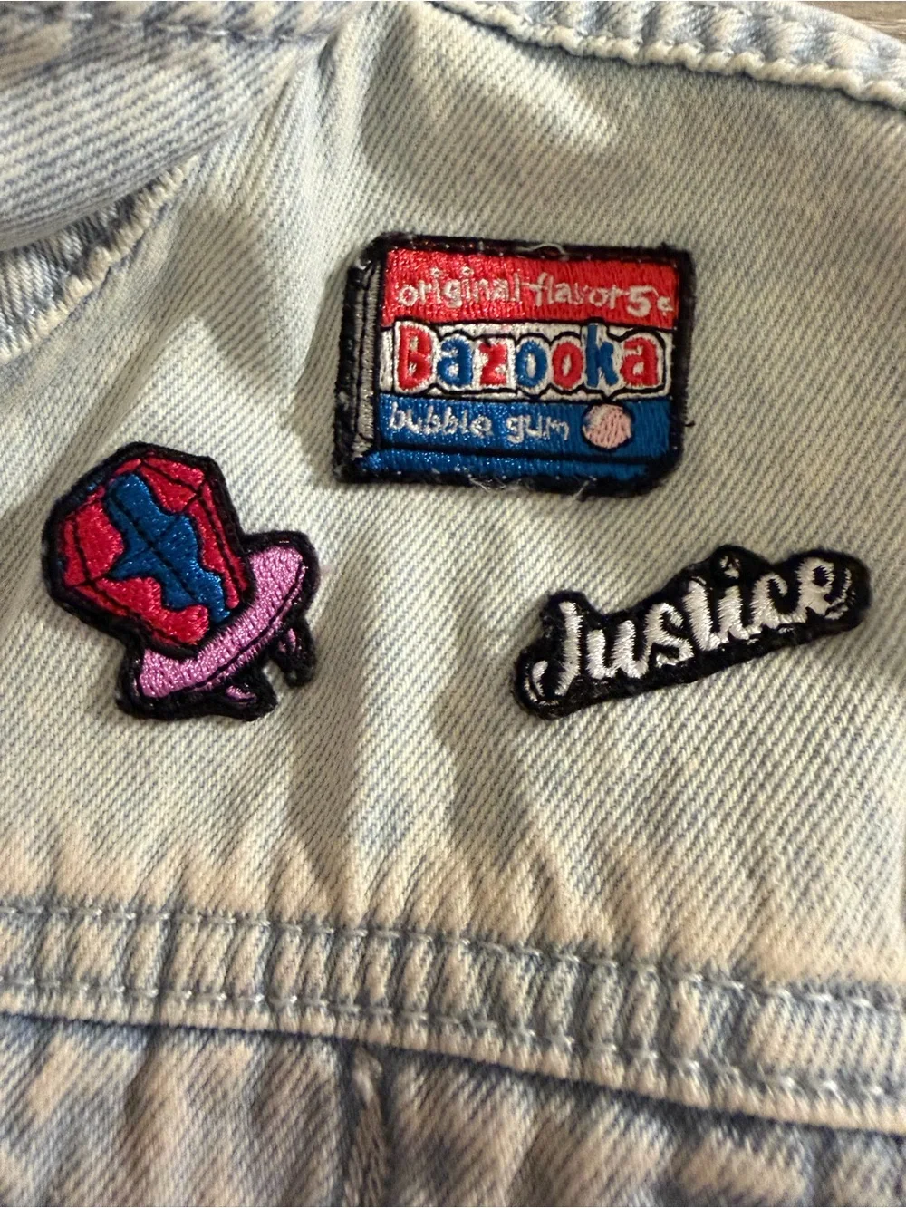 Justice x Bazooka x Ring Pop Denim Jacket Girls XS (5/6) Pastel Tie Dye